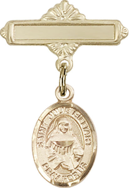 Personalized Baby Badge - Engraved Badge Pin with St. Julie Billiart Charm
