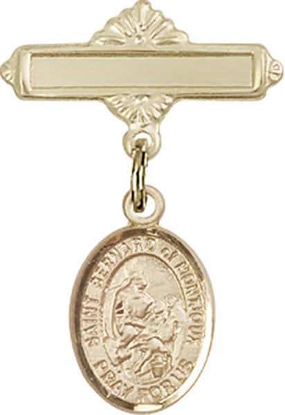 Personalized Baby Badge - Engraved Badge Pin with St. Bernard of Montjoux Charm