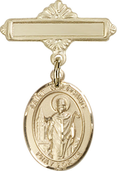 Personalized Baby Badge - Engraved Badge Pin with St. Wolfgang Charm