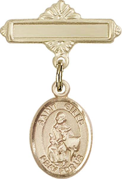 Personalized Baby Badge - Engraved Badge Pin with St. Giles Charm