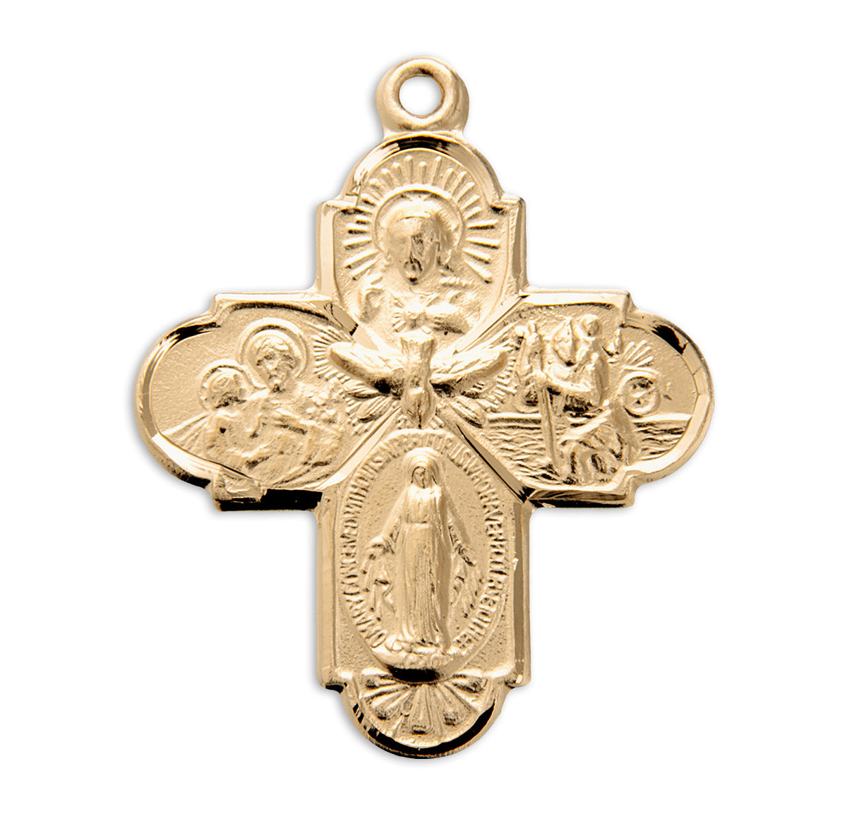 Front of Gold Mens 5-Way Medal Pendant