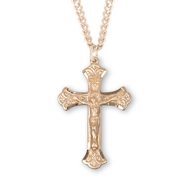 Fine Flared Crucifix Necklace - 16K Gold Over Sterling Silver Pendant On 18" Gold-Plated Chain (GS182520)