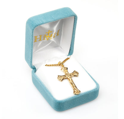 Fine Flared Crucifix Necklace - 16K Gold Over Sterling Silver Pendant On 18" Gold-Plated Chain (GS182520)
