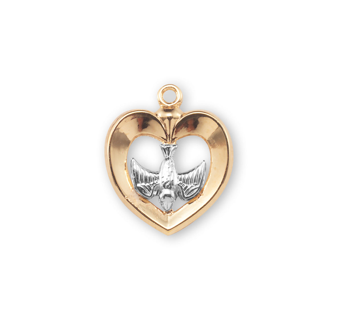 Two Tone Dove Cut Out Heart Pendant