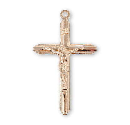 Mens Crucifix Necklace Gold Pendant