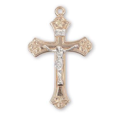 Swirl Tipped Two-Tone Crucifix Pendant