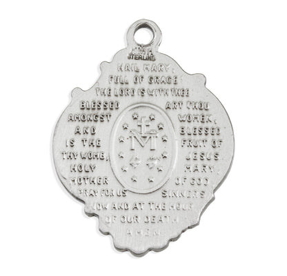 Back of Baroque Style Miraculous Medal Pendant