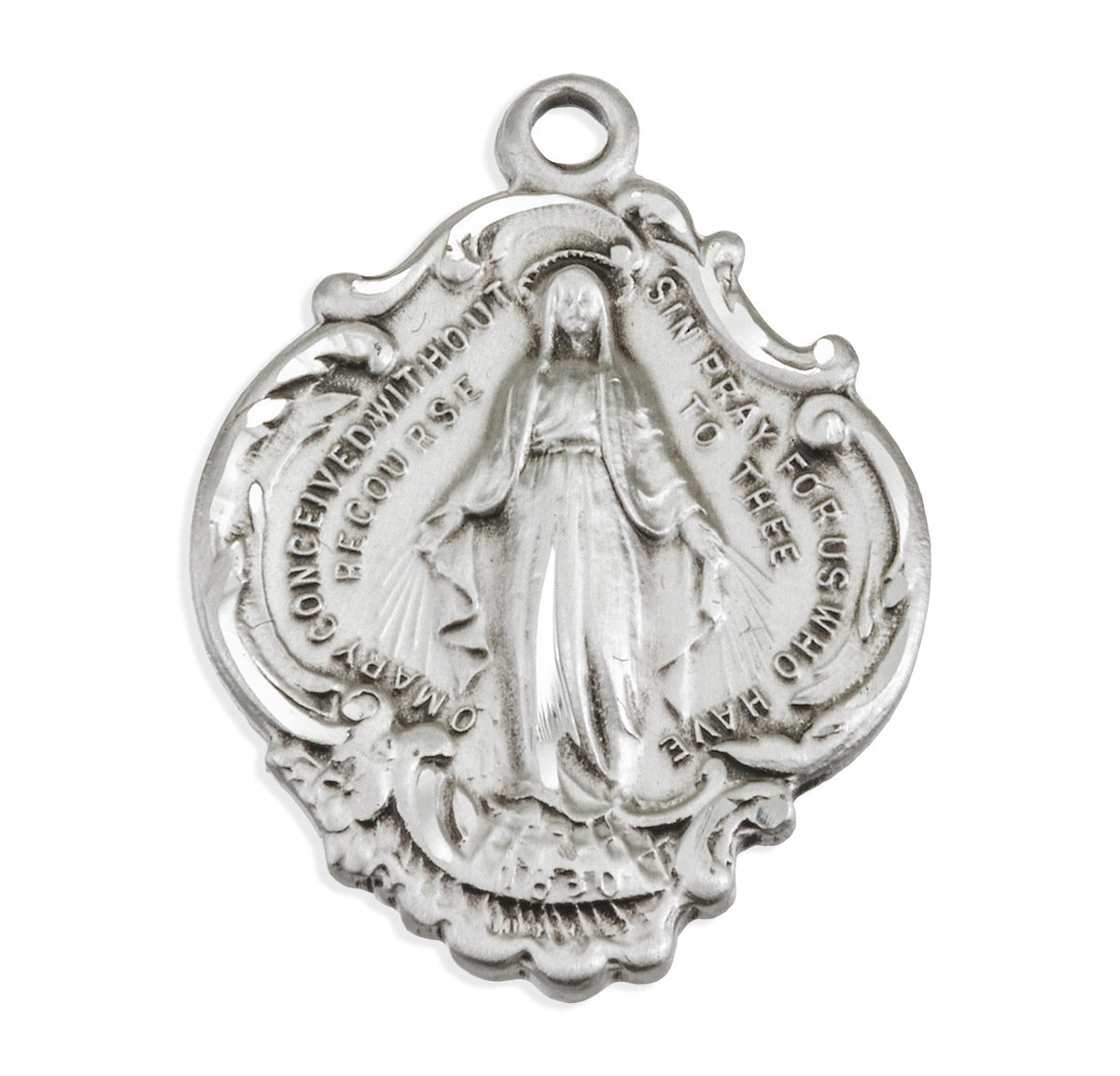 Front of Baroque Style Miraculous Medal Pendant