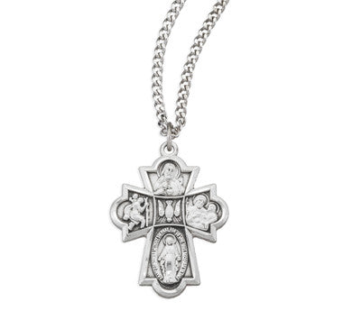 5-Way Holy Spirit Necklace - Sterling Silver 0.9" x 0.6" Pendant on 18" Stainless Chain (S140718)