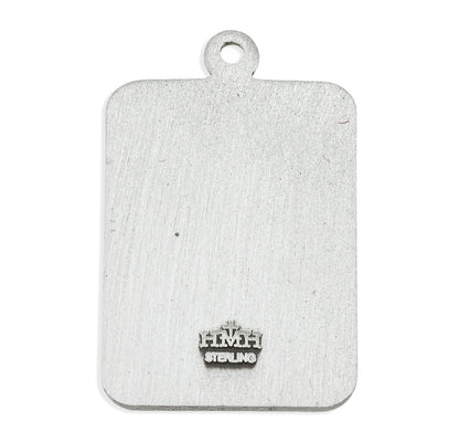 St. Christopher Rectangular Sterling Silver Necklace On A 24" Stainless Chain (S1520)