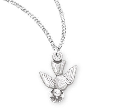 Holy Spirit Dove Necklace - Sterling Silver Pendant on 18" Stainless Chain (S153118)