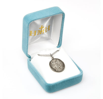 St. Francis of Assisi with Animals Necklace - Sterling Silver Round Pendant on 18" Stainless Chain (S158718)
