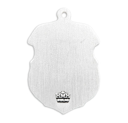 Mens St. Michael Badge Necklace - Sterling Silver Pendant On 24" Stainless Chain (S160624)