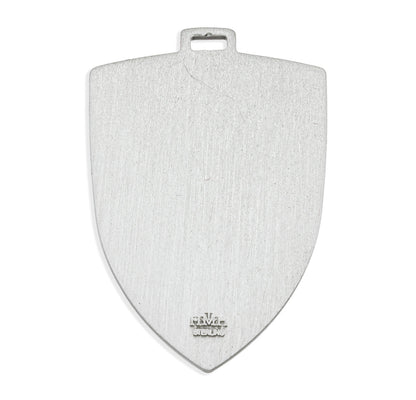 Mens St. Michael Shield Necklace - Sterling Silver Pendant on 24" Stainless Chain (S161724)