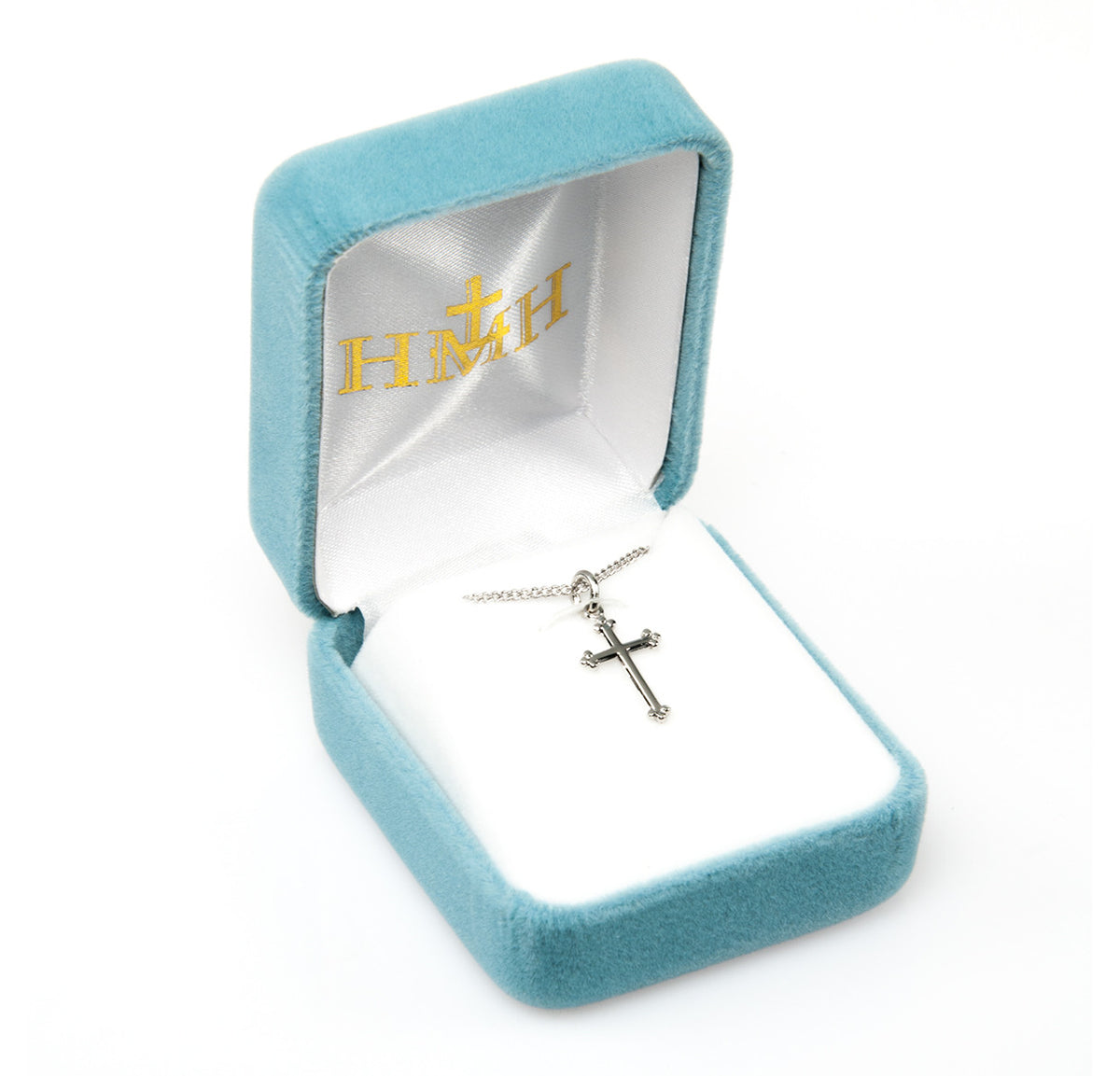 Small Budded Cross Necklace - Sterling Silver Pendant on 18" Stainless Chain (S170118)