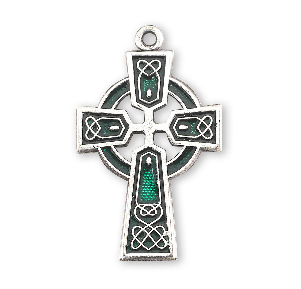 Front of Green Irish Celtic Cross Pendant