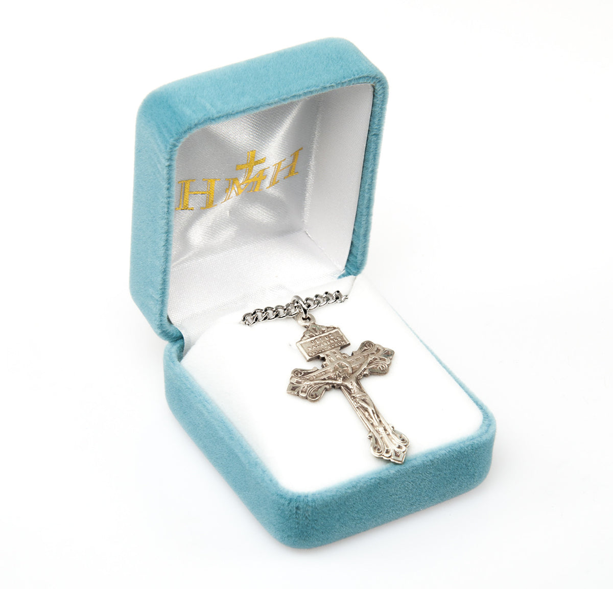 Large Pardon Crucifix Necklace - Sterling Silver Pendant on 24" Stainless Chain (S180024)