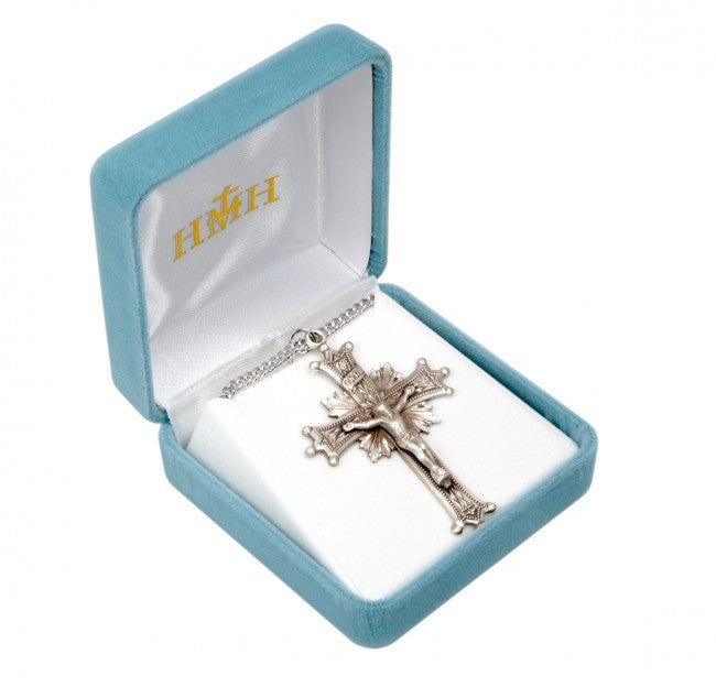 Extra Large Sunburst Crucifix Necklace Packaged in Gift Box