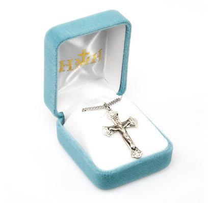 Fine Flared Crucifix Necklace - Sterling Silver Pendant On 20" Stainless Steel Chain (S182520)