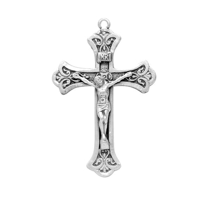 Fine Flared Crucifix Necklace - Sterling Silver Pendant On 20" Stainless Steel Chain (S182520)