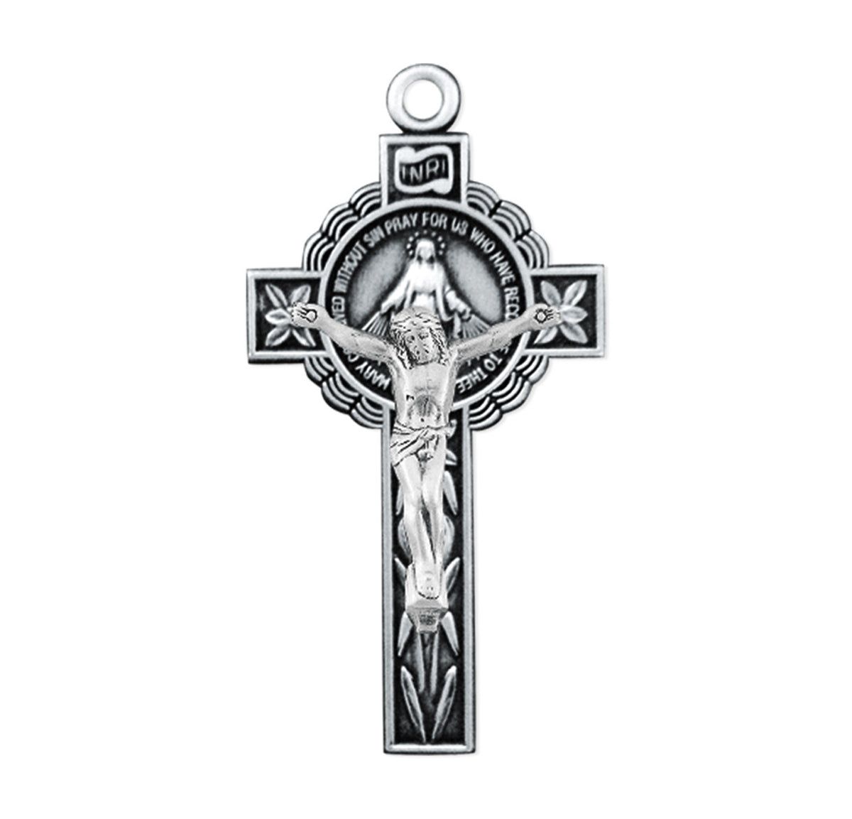 Double-Sided Miraculous Medal Crucifix Pendant