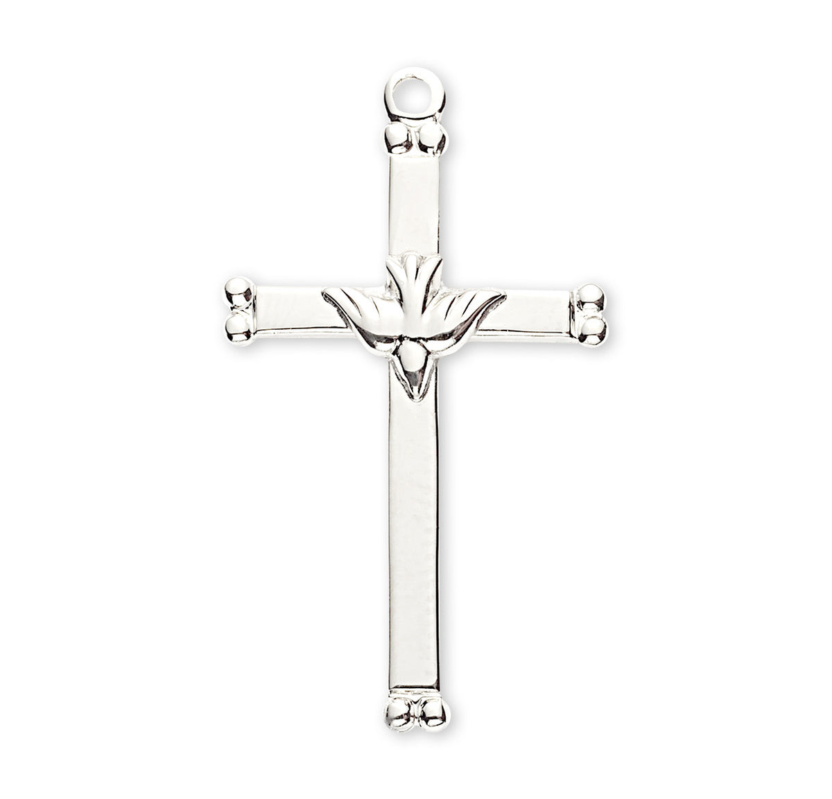 Holy Spirit Dove Cross Necklace - Sterling Silver Pendant On 18 Stainless Chain