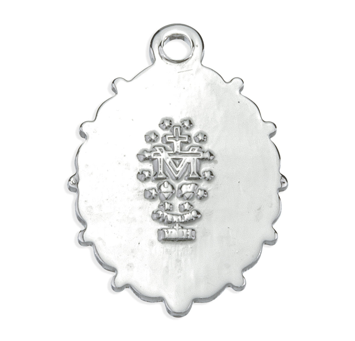 Two-Tone Miraculous Medal Necklace - Sterling Silver Medal On 18" Stainless Chain (S3126TT18)