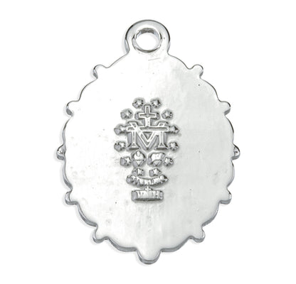 Two-Tone Miraculous Medal Necklace - Sterling Silver Medal On 18" Stainless Chain (S3126TT18)
