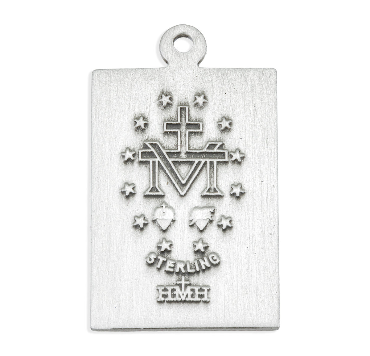 Back of Rectangle Miraculous Medal Pendant