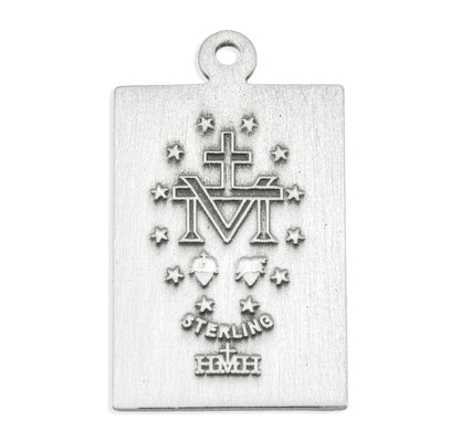 Back of Rectangle Miraculous Medal Pendant