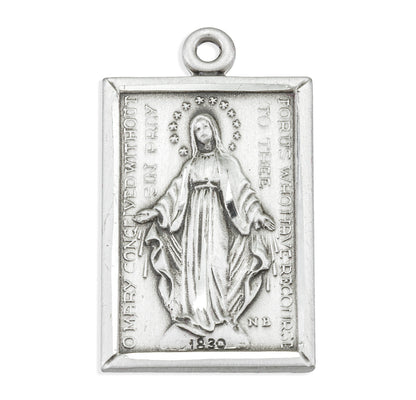 Front of Rectangle Miraculous Medal Pendant