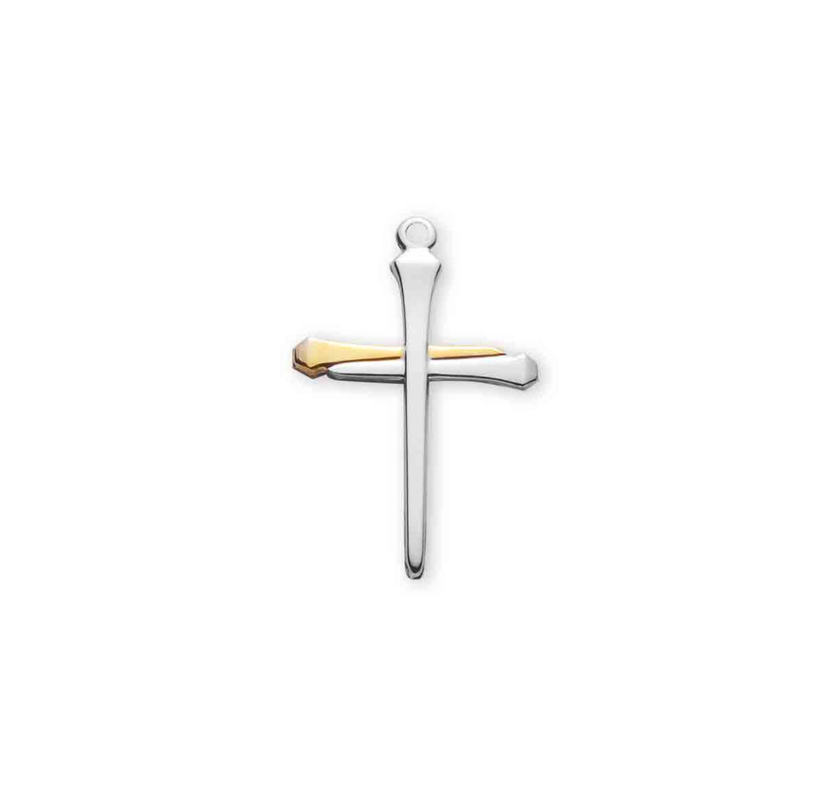 3 Nail Cross Pendant - Sterling Silver and Gold-plated