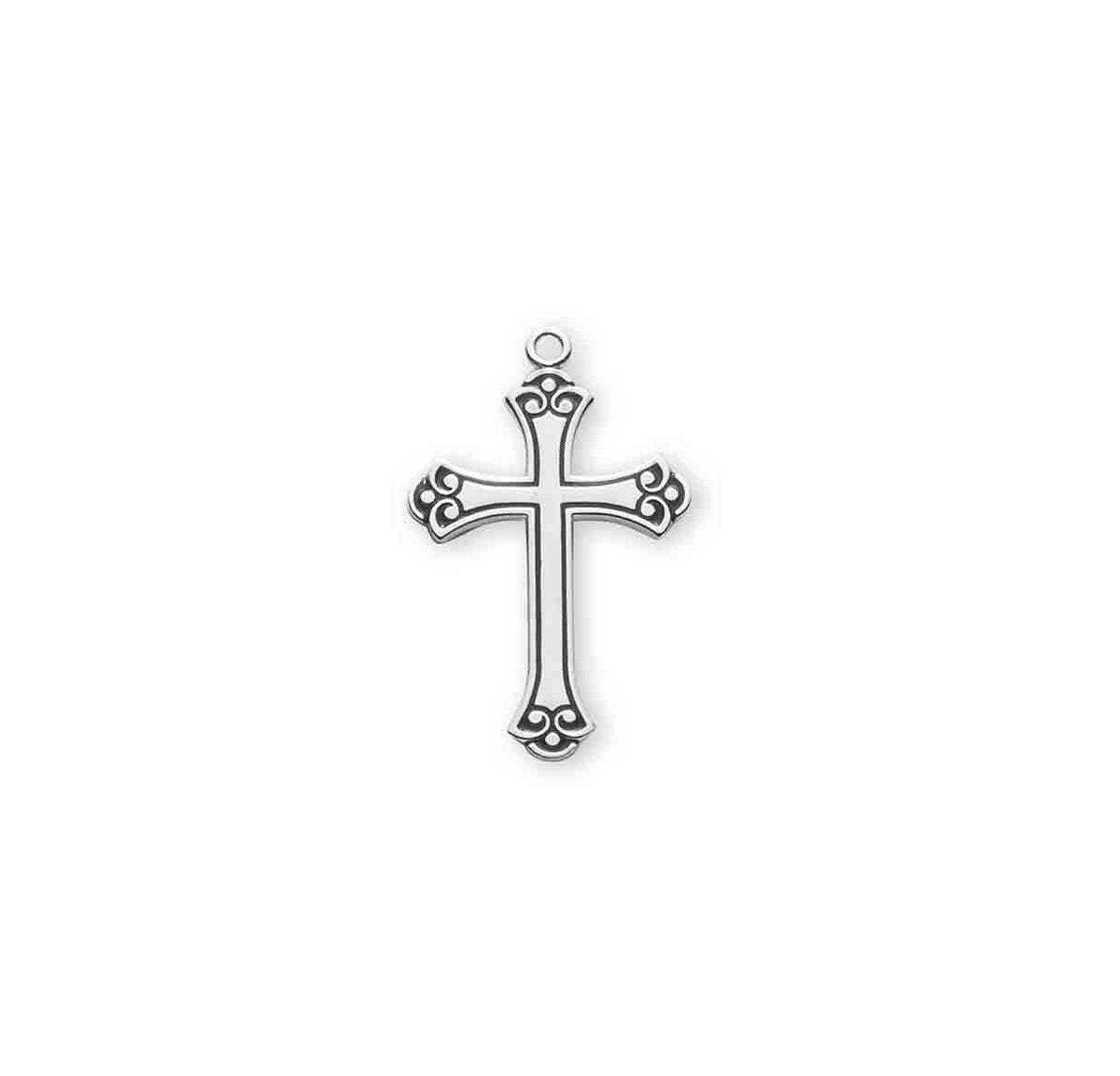 Swirl Tip Black Cross Pendant