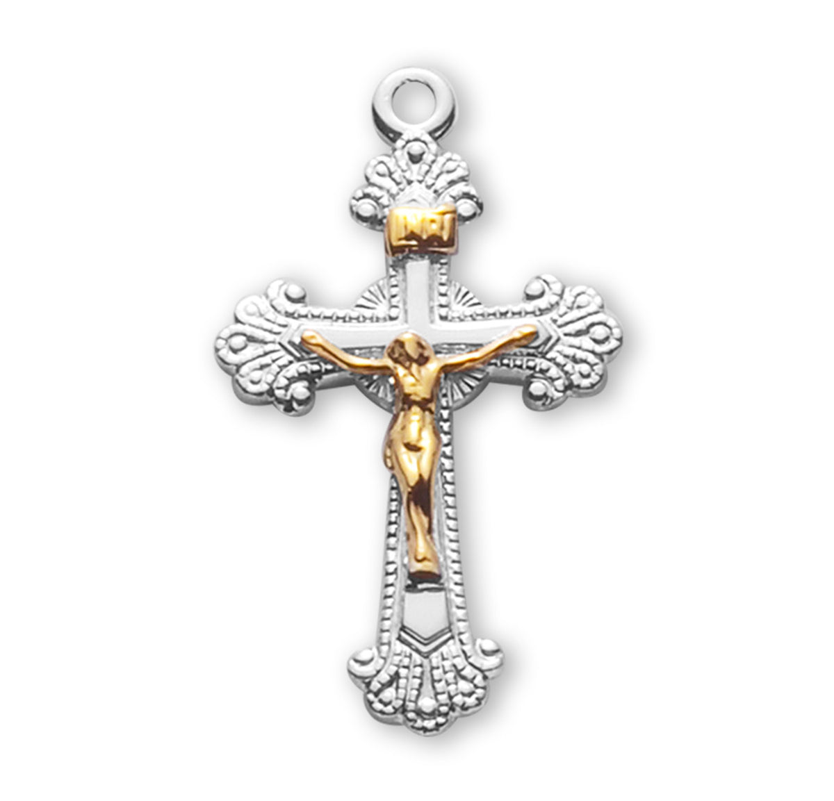 Medium Two-Toned Fancy Engraved Crucifix Pendant