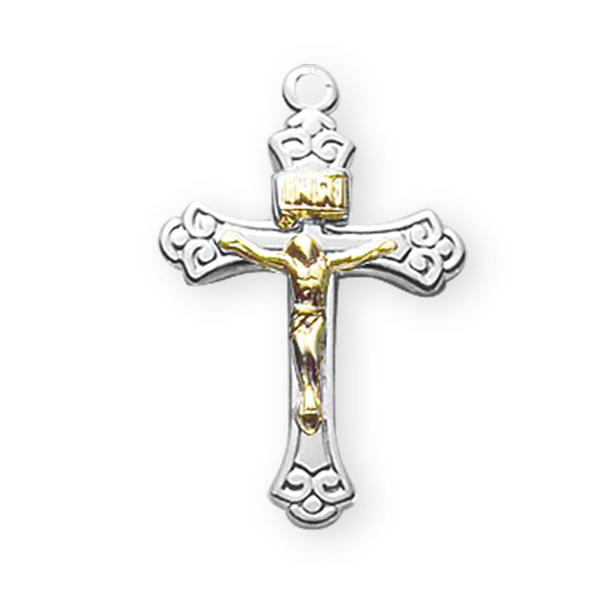Two Tone Tapered Crucifix Pendant