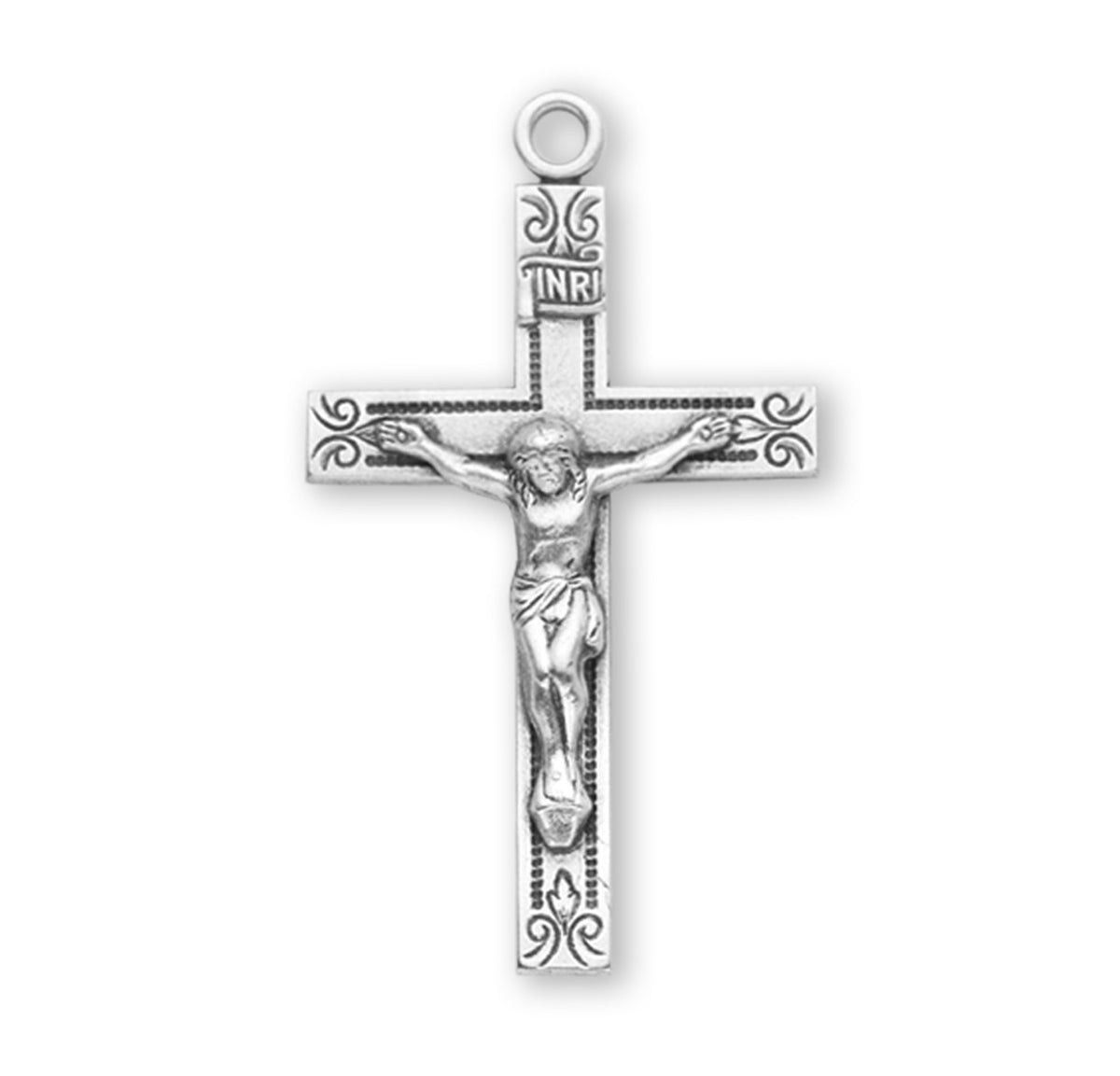 Front of Swirl End Crucifix Pendant