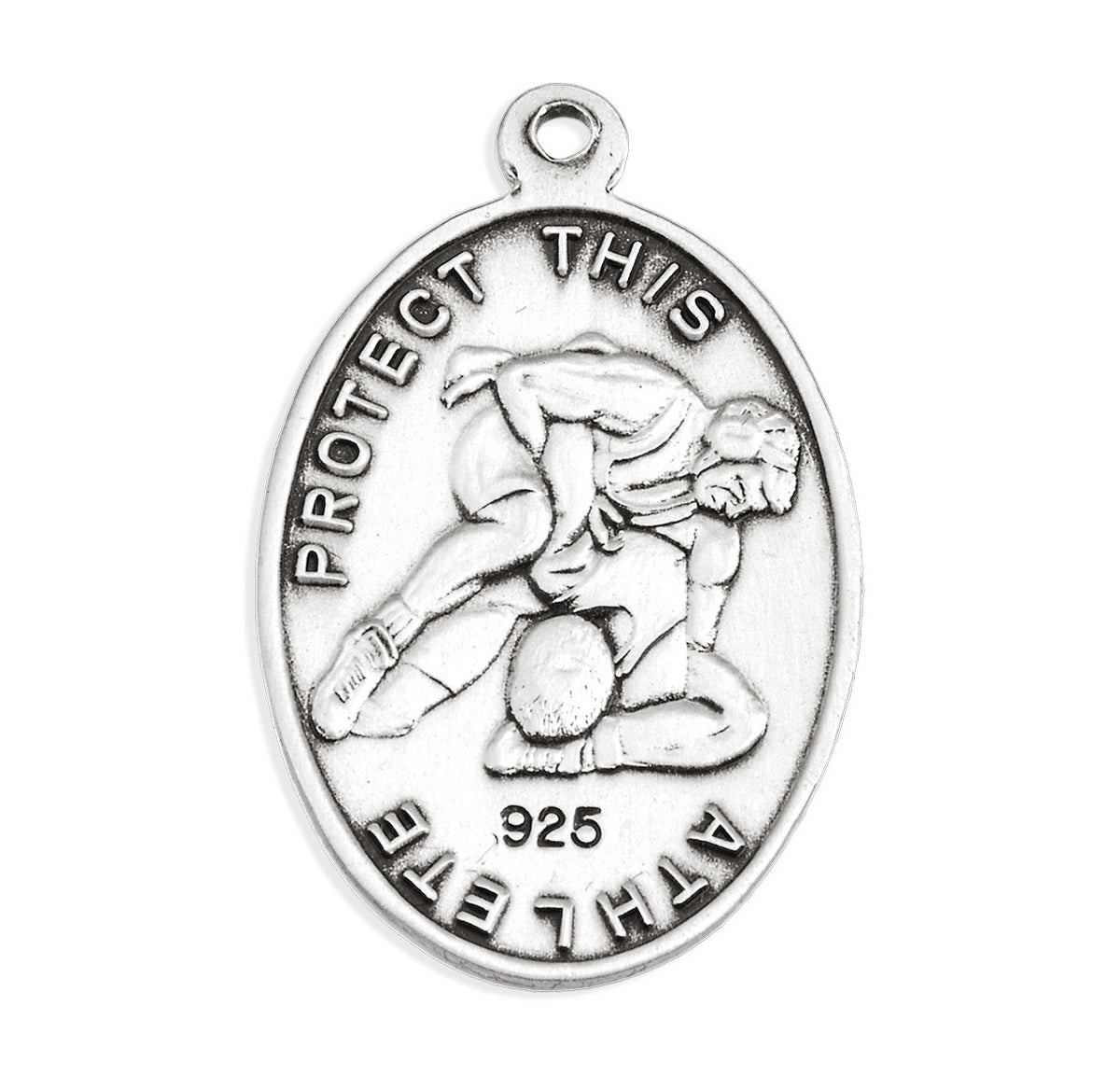 Back of Oval St. Sebastian Wrestling Pendant