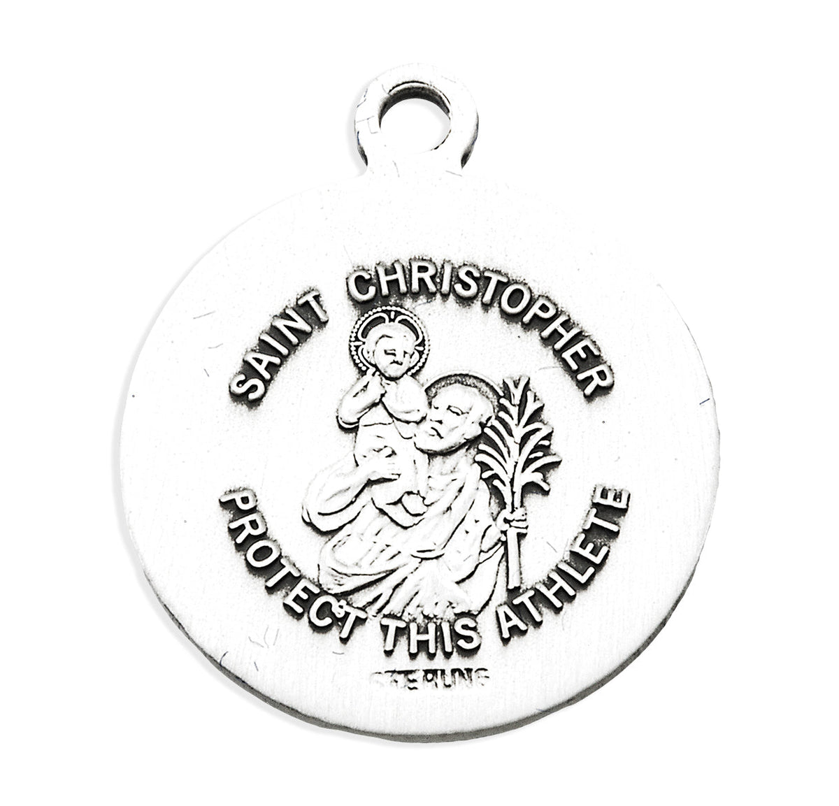 St. Sebastian Soccer Ball Necklace - Sterling Silver Round Pendant on 24" Stainless Chain (S704324)