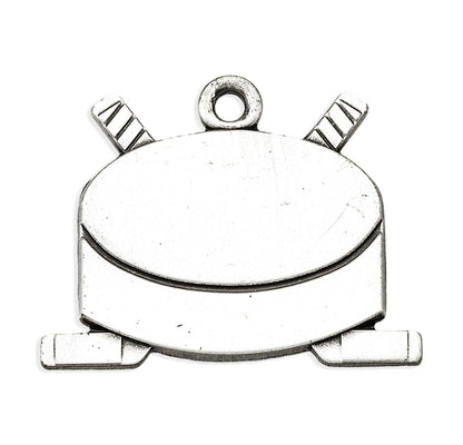 Front of St. Sebastian Hockey Puck & Sticks Pendant