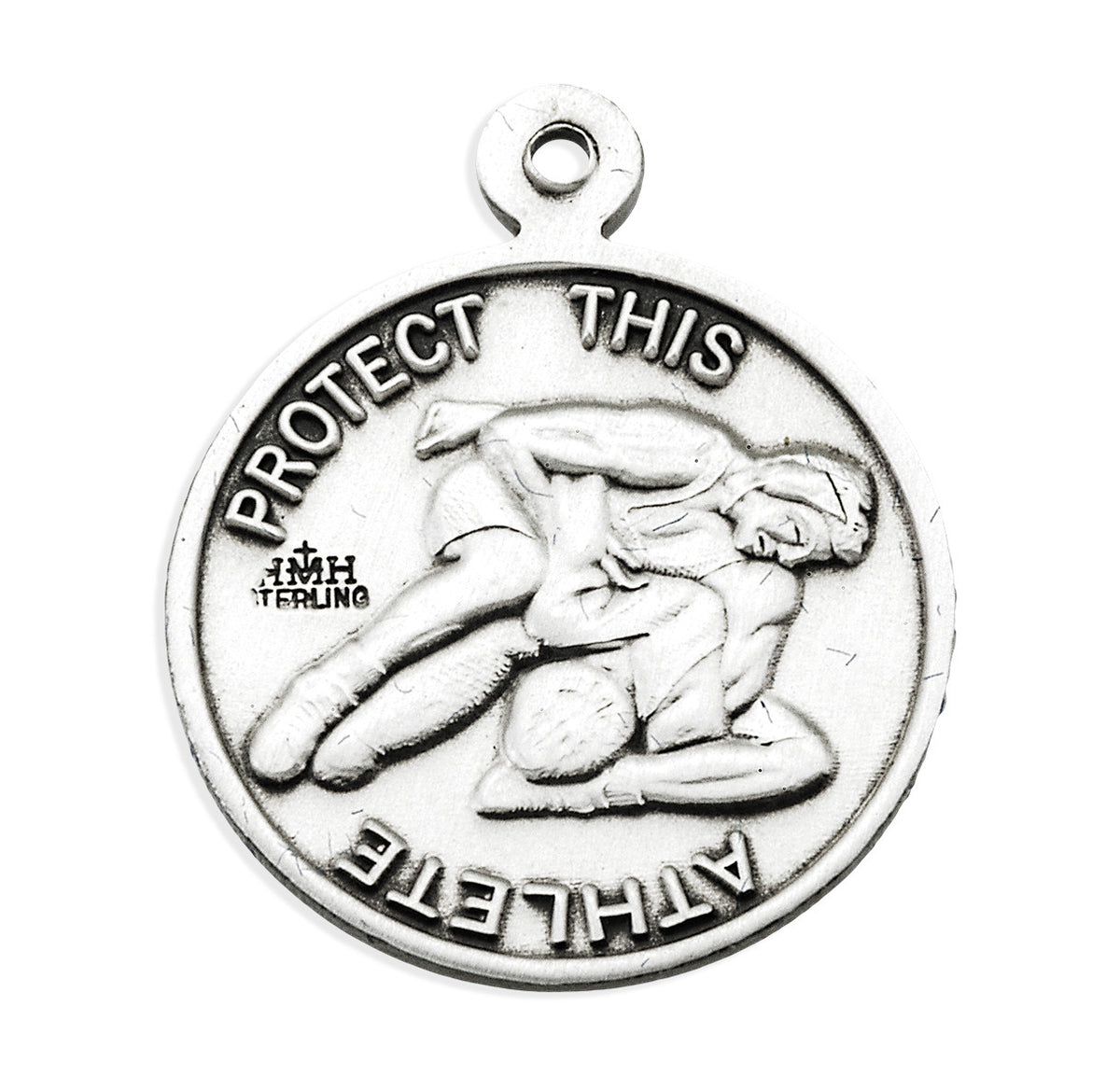 Back of Round St. Sebastian Wrestling Pendant