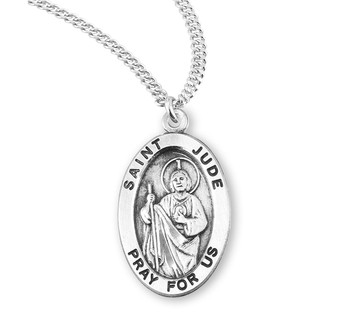 St. Jude Necklace - Sterling Silver Medal on 20" Stainless Chain