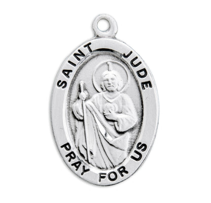 St. Jude Necklace - Sterling Silver Medal on 20" Stainless Chain (S930020)