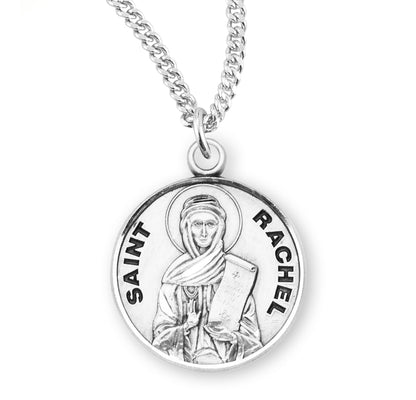 St. Rachel Necklace - Sterling Silver 0.7" Round Pendant On 18" Stainless Chain