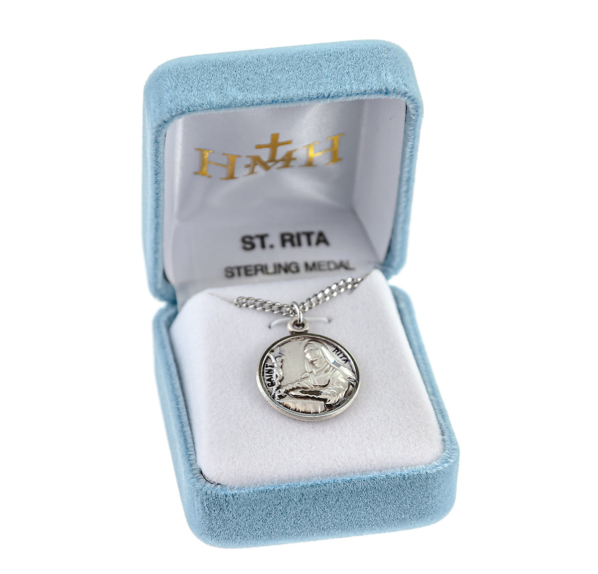St. Rita Necklace - Sterling Silver 0.7" Round Pendant On 18" Stainless Chain
