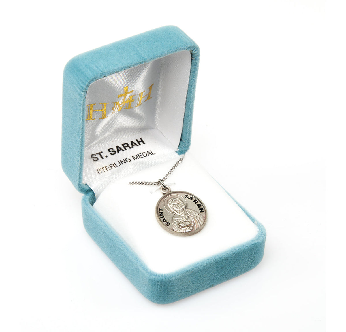St. Sarah Necklace - Sterling Silver 0.7" Round Pendant On 18" Stainless Chain