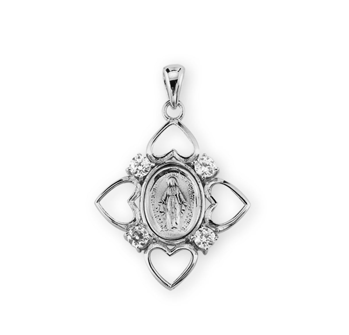 4 Hearts Miraculous Medal Pendant