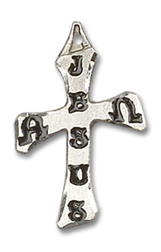 Alpha and Omega Cross Pendant - Sterling Silver 3/4 x 1/2 6063SS