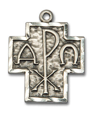 Alpha & Omega Cross Pendant - Sterling Silver 7/8" x 3/4" (4226SS)