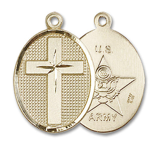 Army Cross Medal - 14kt Gold 3/4 x 1/2 Oval Pendant 0883
