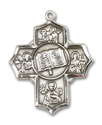 Bible and Apostles 5-Way Medal - Sterling Silver 1 1/4 x 1 Pendant 5717SS